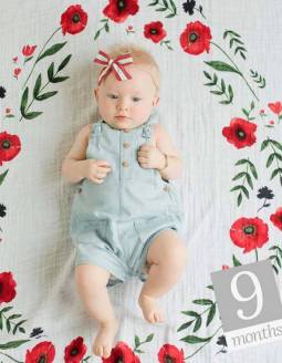 Set Muselina LITTLE UNICORN + Tarjetas Edad - Summer Poppy