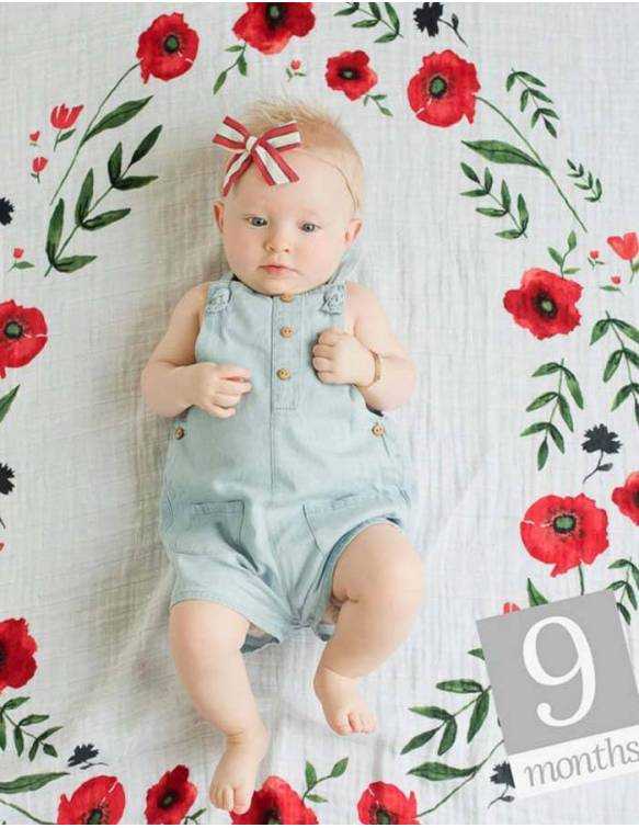 Set Muselina LITTLE UNICORN + Tarjetas Edad - Summer Poppy