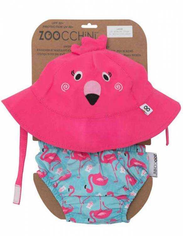 Conjunto Bañador Pañal + Gorro UPF 50 ZOOCCHINI - Flamenco