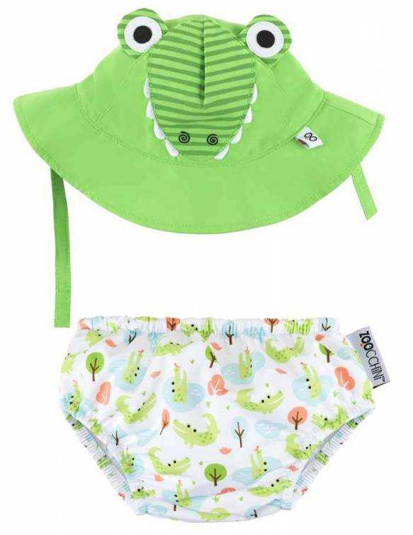 Conjunto Bañador Pañal + Gorro UPF 50 ZOOCCHINI - Cocodrilo