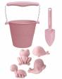 Set Playa Cubo Silicona Ecológica + Pala + 4 Moldes SCRUNCH - Pink