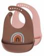 Set 2 Baberos De Silicona OYOY MINI Con Bolsillo - Rainbow/Brown