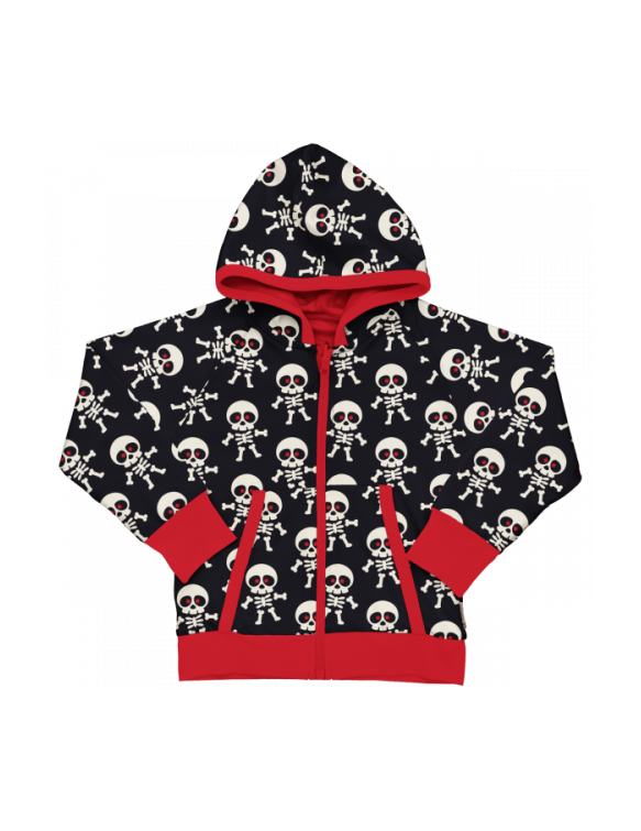 Sudadera Reversible Algodón Orgánico MAXOMORRA Con Capucha - HALLOWEEN ESQUELETOS