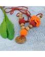 Collar KangarooCare para porteo y lactancia - Flower Rusty & Orange