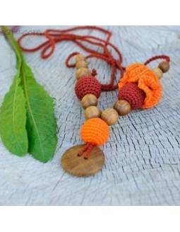 Collar KangarooCare para porteo y lactancia - Flower Rusty & Orange