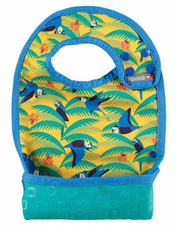 Babero reversible POP IN con bolsillo para migas - Loros