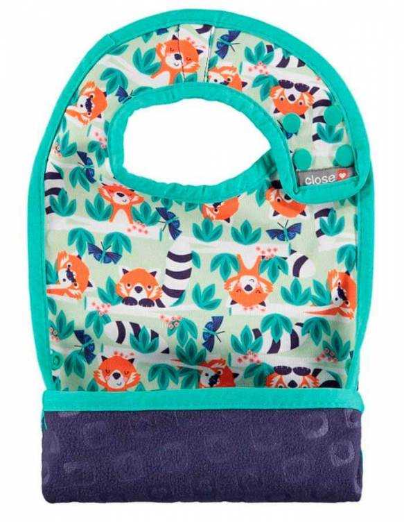 Babero reversible POP IN con bolsillo para migas - Red Panda