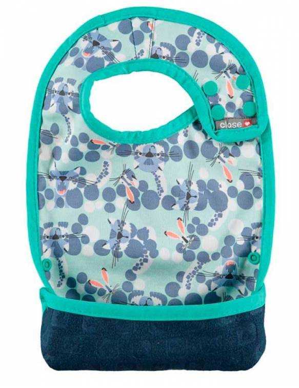 Babero reversible POP IN con bolsillo para migas - Snow Leopard