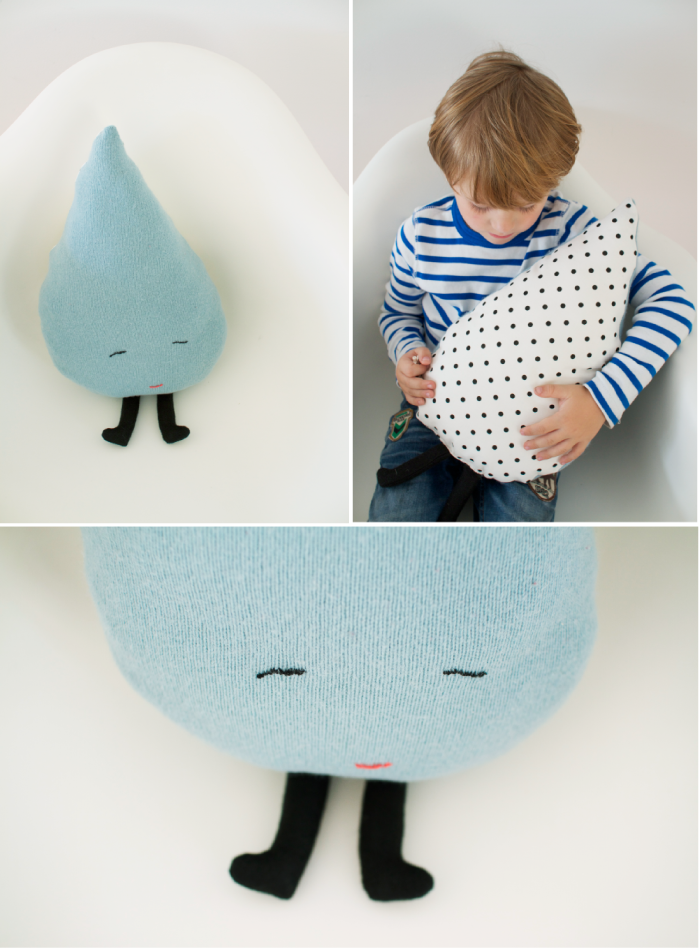 raindrop pillow3 1 1 - Almohada "Gota de Agua", aprende hacerla reciclando un jersey antiguo